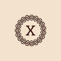 simples e elegante inicial carta x ornamental círculo quadro, Armação logotipo vetor