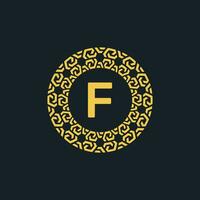 ornamental inicial carta f círculo emblema quadro, Armação logotipo vetor