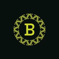 inicial carta b ornamental emblema quadro, Armação círculo padronizar logotipo vetor