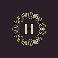 inicial carta h ornamental fronteira alfabeto círculo emblema crachá logotipo vetor