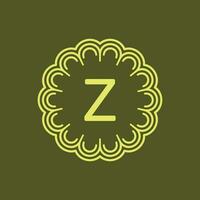 inicial carta z floral alfabeto círculo emblema crachá logotipo vetor