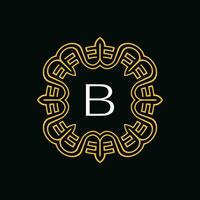 inicial carta b ornamental emblema quadro, Armação círculo padronizar logotipo vetor