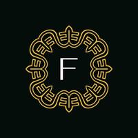 inicial carta f ornamental emblema quadro, Armação círculo padronizar logotipo vetor