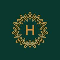 inicial carta h ornamental emblema quadro, Armação círculo padronizar logotipo vetor