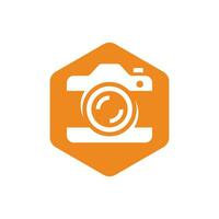 moderno hexágono Câmera fotografia logotipo vetor