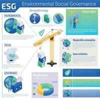 esg isométrico infográfico vetor