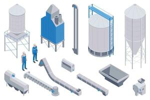 grão elevador ícone conjunto vetor