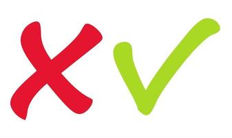 ícones de marca de seleção vermelha e verde do vetor