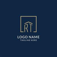inicial rt quadrado linhas logotipo, moderno e luxo real Estado logotipo Projeto vetor