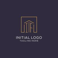 inicial E se logotipo com quadrado linhas, luxo e elegante real Estado logotipo Projeto vetor