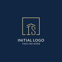 inicial é quadrado linhas logotipo, moderno e luxo real Estado logotipo Projeto vetor