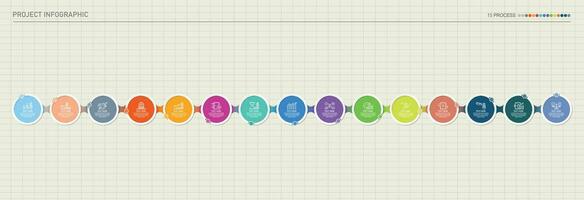 infográfico processo Projeto com ícones e 15 opções ou passos. vetor