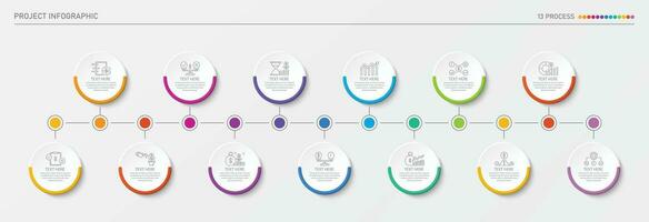 infográfico processo Projeto com ícones e 13 opções ou passos. vetor