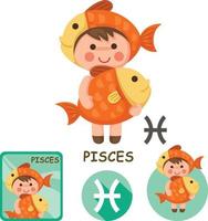 coleção de vetores de pisces. signos do zodíaco