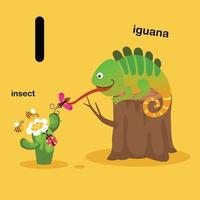 ilustração isolado animal alfabeto letra i-inseto, iguana.vector vetor