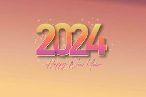 feliz Novo ano 2024 celebração com Rosa gradiente número para poster e calendário. vetor
