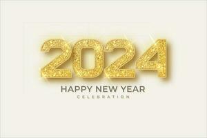 feliz Novo ano 2024. dourado números em elegante fundo vetor