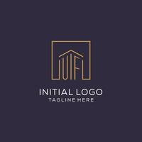 inicial uf logotipo com quadrado linhas, luxo e elegante real Estado logotipo Projeto vetor