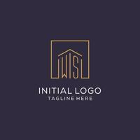 inicial ws logotipo com quadrado linhas, luxo e elegante real Estado logotipo Projeto vetor