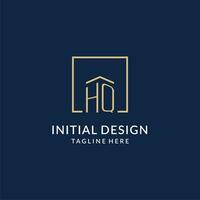 inicial hq quadrado linhas logotipo, moderno e luxo real Estado logotipo Projeto vetor