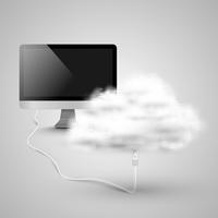O computador está se conectando à nuvem vetor