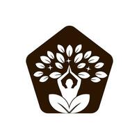 estoque de design de logotipo de ioga. meditação humana em ilustração vetorial de flor de lótus vetor