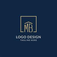 inicial MB quadrado linhas logotipo, moderno e luxo real Estado logotipo Projeto vetor