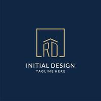 inicial rd quadrado linhas logotipo, moderno e luxo real Estado logotipo Projeto vetor