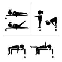 poses de exercício para ilustração de pictogramas saudáveis vetor