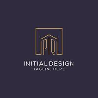 inicial pq logotipo com quadrado linhas, luxo e elegante real Estado logotipo Projeto vetor