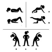 poses de exercício para ilustração de pictogramas saudáveis vetor