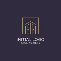 inicial sf logotipo com quadrado linhas, luxo e elegante real Estado logotipo Projeto vetor