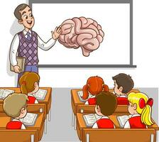 vetor ilustração do professor e alunos ensino sala de aula.humano órgãos ensino