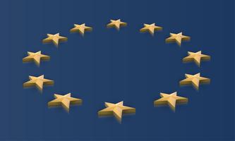Bandeira da União Europeia, estrelas em 3D, vetor