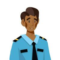 vetor plano ilustração do avatar do policial, costumes Policial, segurança ao controle cara.