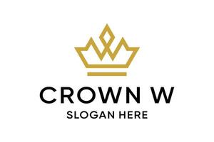 carta W coroa logotipo. coroa logotipo em carta W vetor modelo para beleza, moda, estrela, elegante, luxo placa