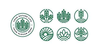 conjunto de design de logotipo da natureza verde vetor