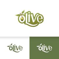 logotipo da oliveira tipografia plana e colorida vetor