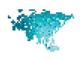 vetor isolado geométrico ilustração com simplificado gelado azul silhueta do Eurásia continente mapa. pixel arte estilo para nft modelo. pontilhado logotipo com gradiente textura em branco fundo