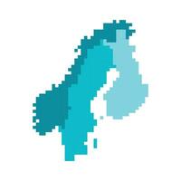 vetor isolado geométrico ilustração com simplificado gelado azul silhueta do norte europeu estados Finlândia, Noruega, Suécia mapa. pixel arte estilo para nft modelo com gradiente textura