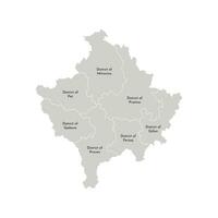 vetor isolado ilustração do simplificado administrativo mapa do kosovo. fronteiras e nomes do a distritos. cinzento silhuetas. branco contorno.