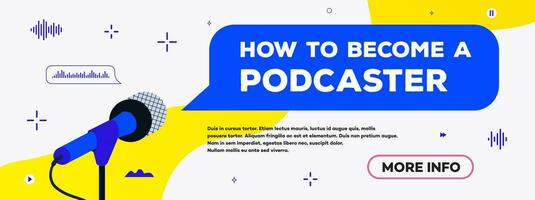 podcast bandeira estilo para promoção, social meios de comunicação marketing vetor