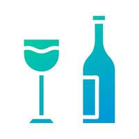 vidro vinho ícone sólido gradiente verde azul cor Páscoa símbolo ilustração. vetor