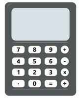 eletrônico calculadora dentro plano estilo isolado em branco fundo. vetor
