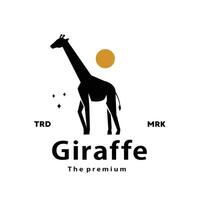 vintage retro hipster girafa logotipo vetor esboço silhueta arte ícone