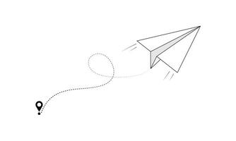 vetor papel avião. viagem, rota símbolo vetor ilustração do mão desenhado papel avião. isolado, contorno, mão desenhado rabisco avião. papel avião vôo ícone