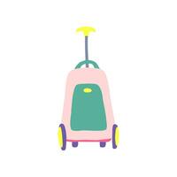 desenho animado cor viagem mala de viagem saco com rodas. vetor
