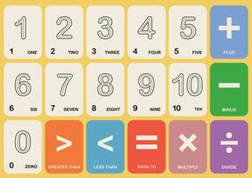 plano Projeto vetor fofa colorida matemática número flashcards imprimível planilha para crianças atividade