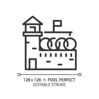 2d pixel perfeito editável Preto prisão ícone, isolado vetor, construção fino linha ilustração. vetor