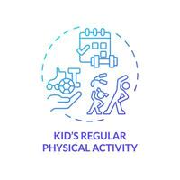 2d gradiente ícone crianças regular fisica atividade conceito, isolado vetor, ilustração representando parentalidade crianças com saúde problemas. vetor